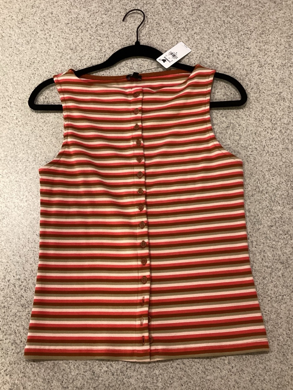 Express Striped Ribbed Boat Neck Button Front Knit Tank - Picture 9 of 9